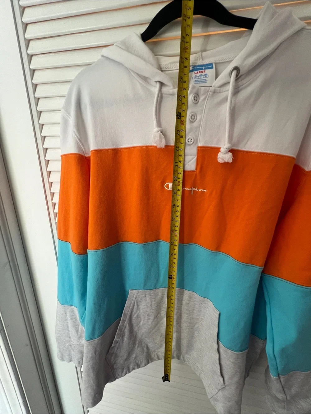 Champion Colorblock Crewneck Hoodie - White/Orange/Turquoise/Gray